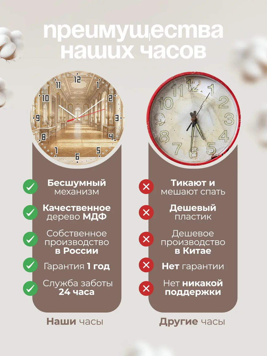 Часы настенные бесшумные Зеркальная галерея 33 см — фото 10