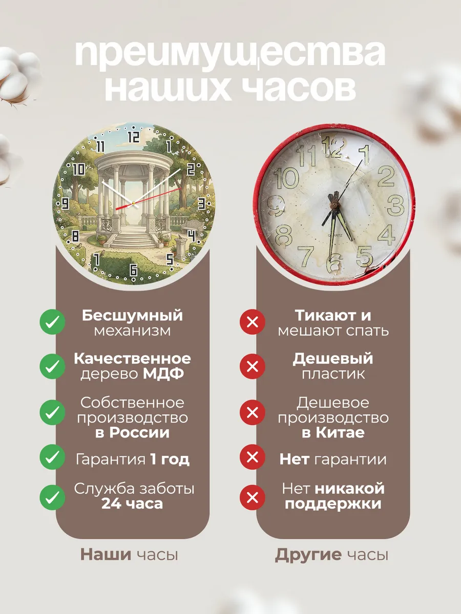 Часы настенные бесшумные Парковая ротонда 33 см — фото 10