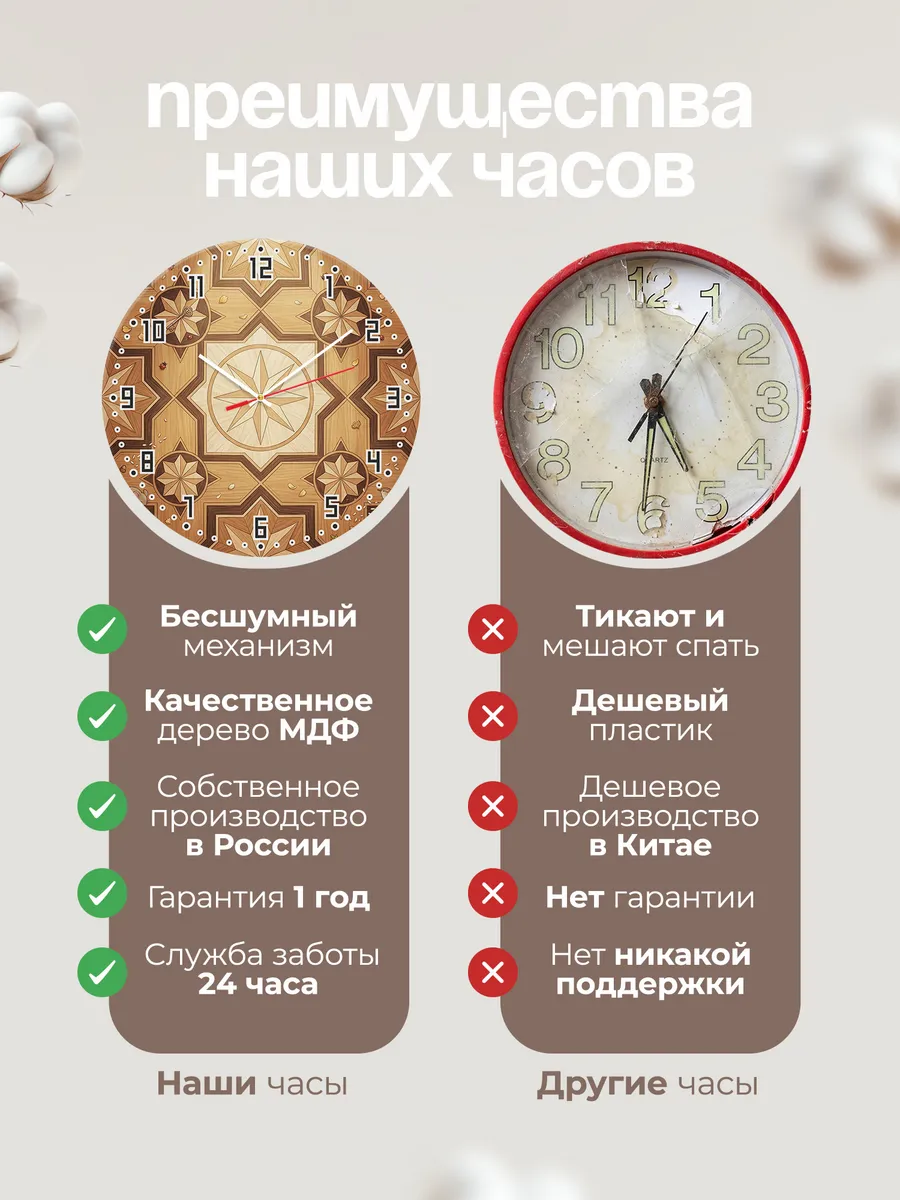Часы настенные бесшумные Дворцовый паркет 33 см — фото 10