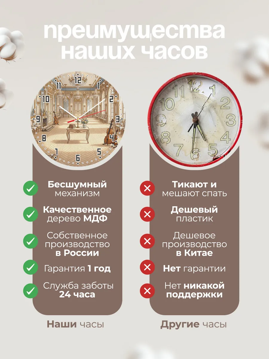 Часы настенные бесшумные Дворцовый зал 33 см — фото 10