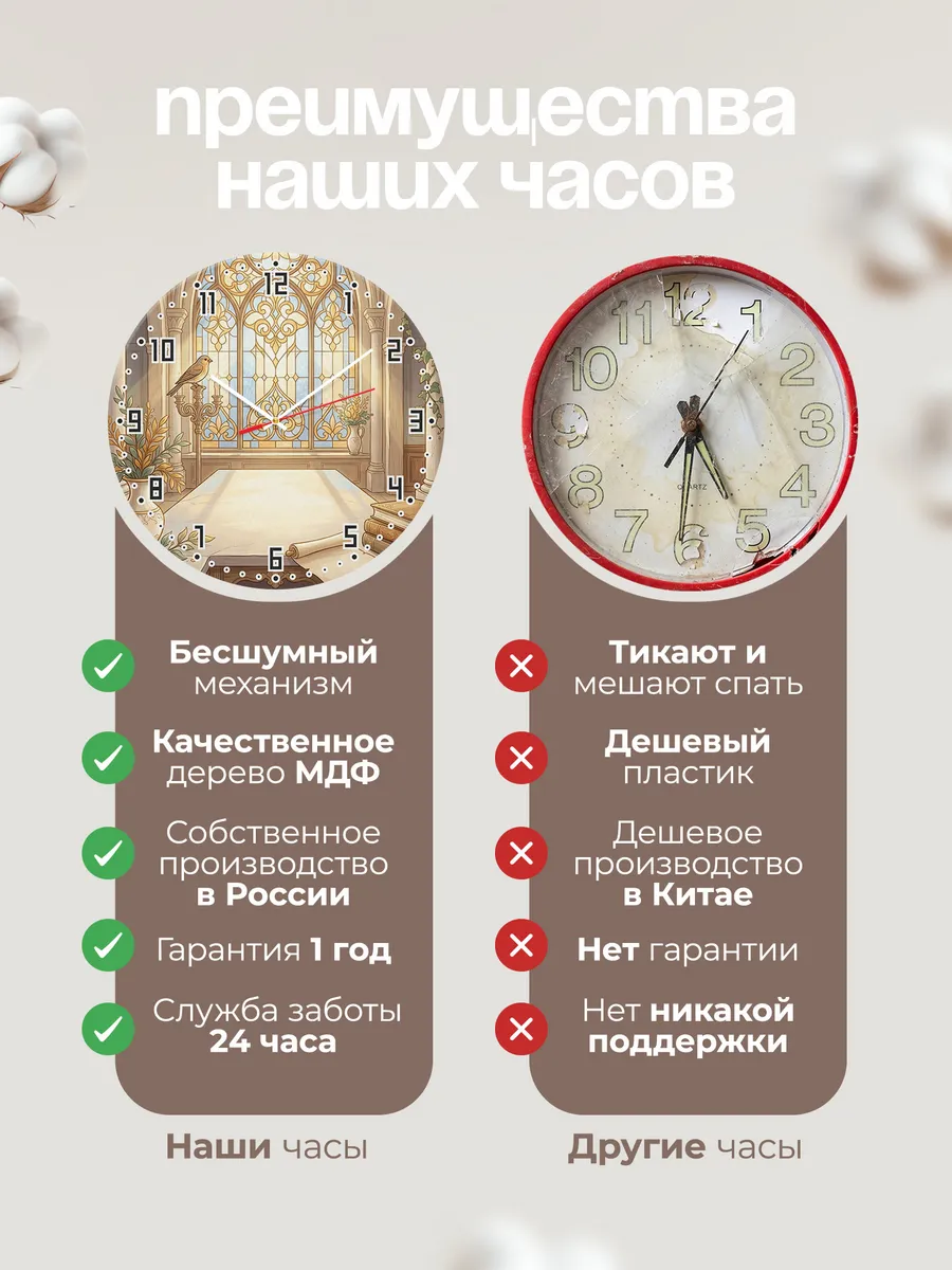 Часы настенные бесшумные Витраж дворца 33 см — фото 10
