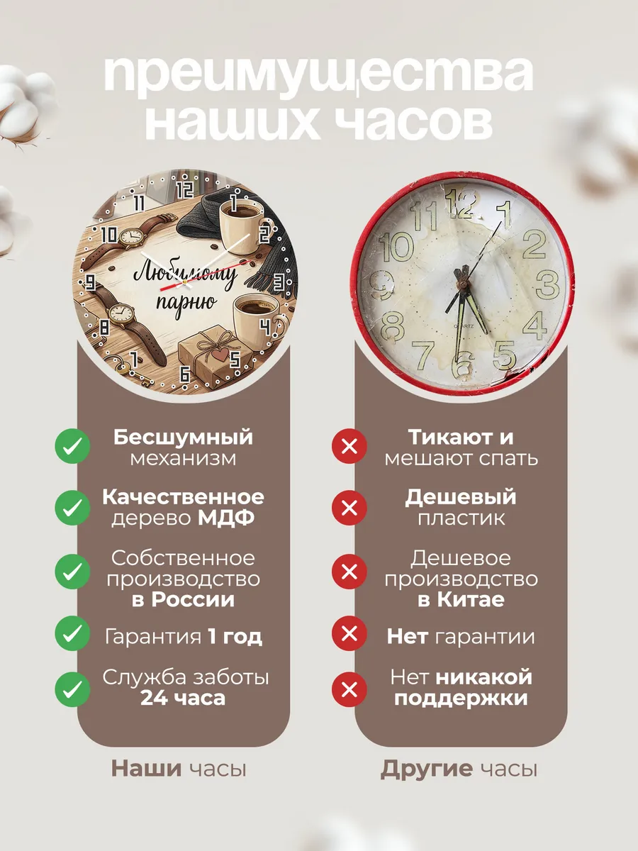 Часы настенные бесшумные Любимому парню 33 см — фото 10