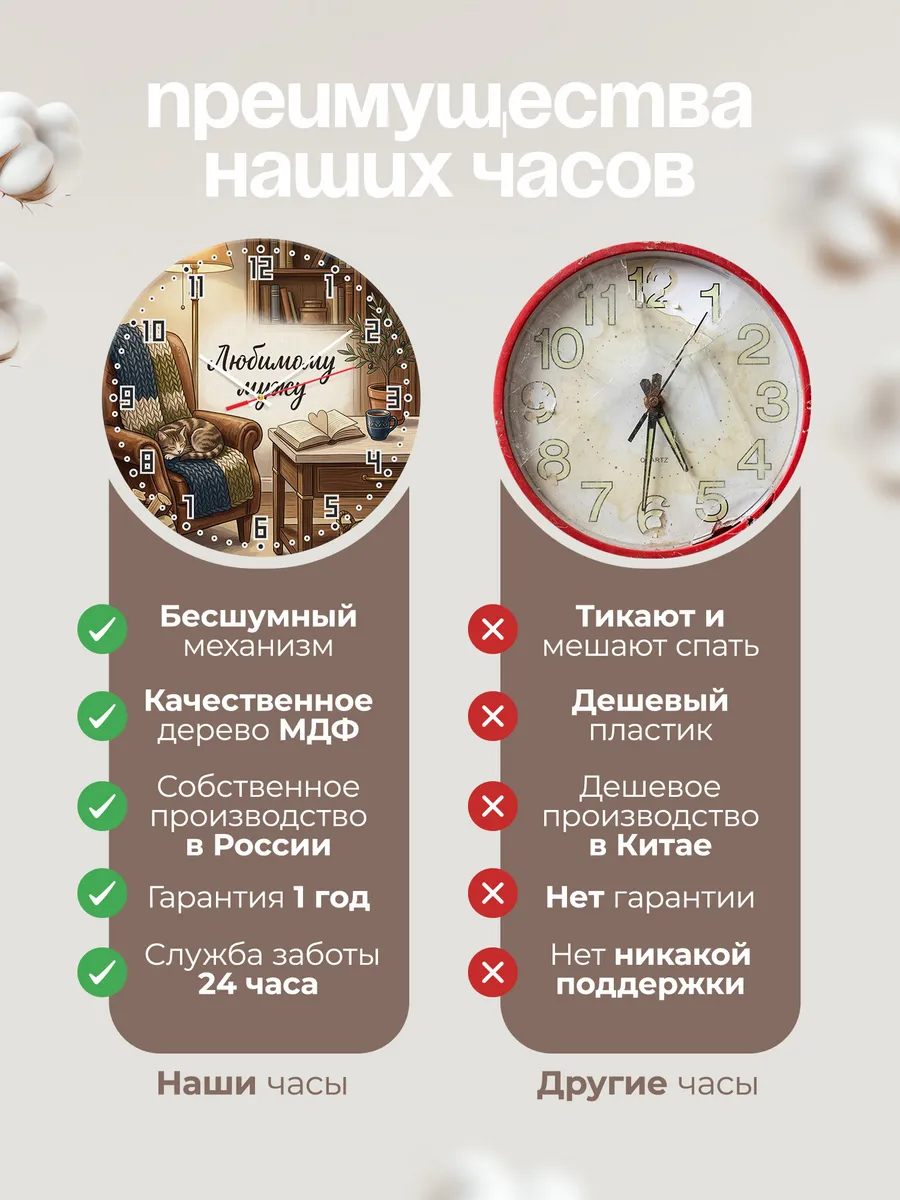 Часы настенные бесшумные Любимому мужу 33 см — фото 10