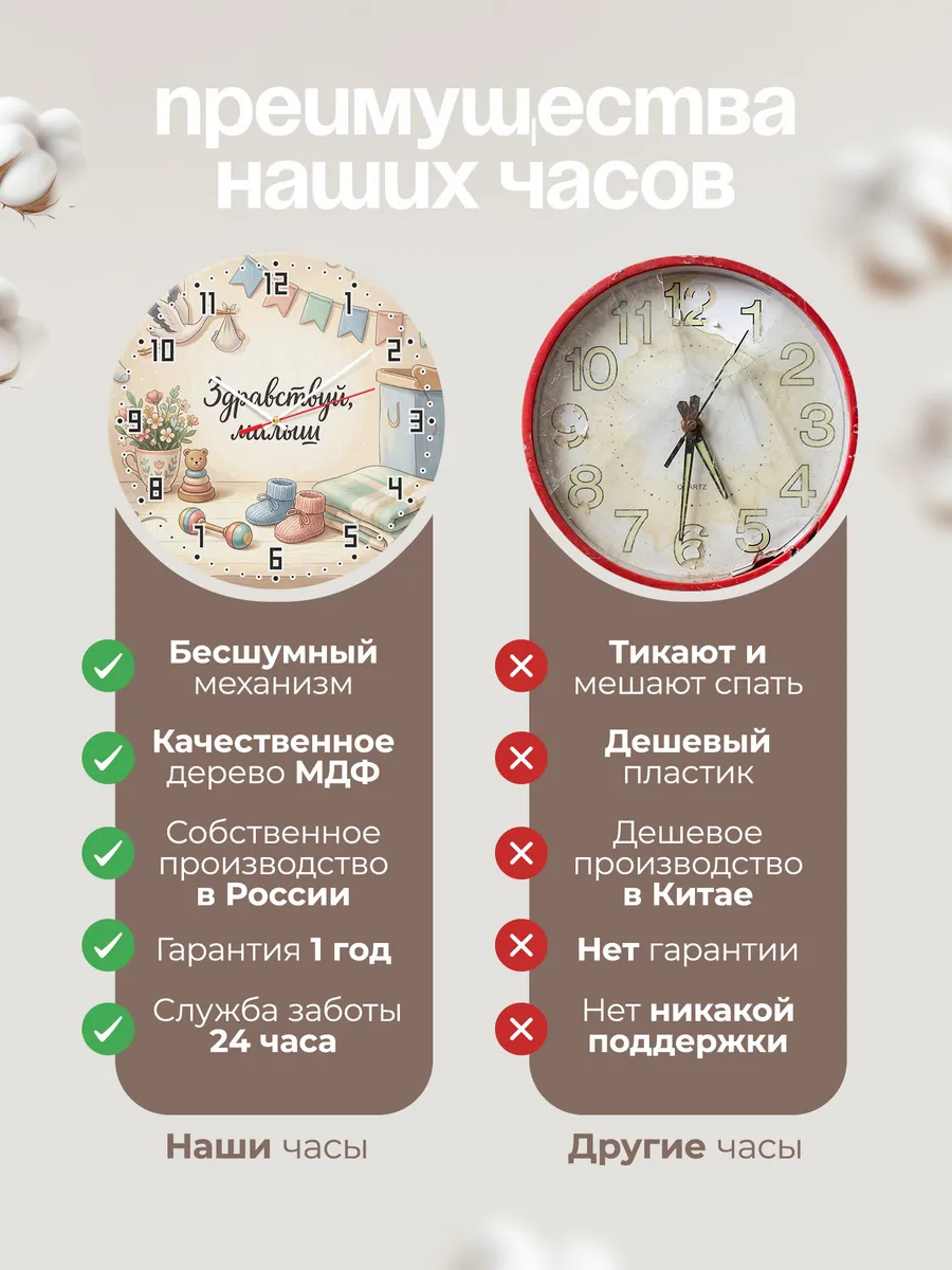 Часы настенные Здравствуй малыш на рождение ребёнка 33 см — фото 10