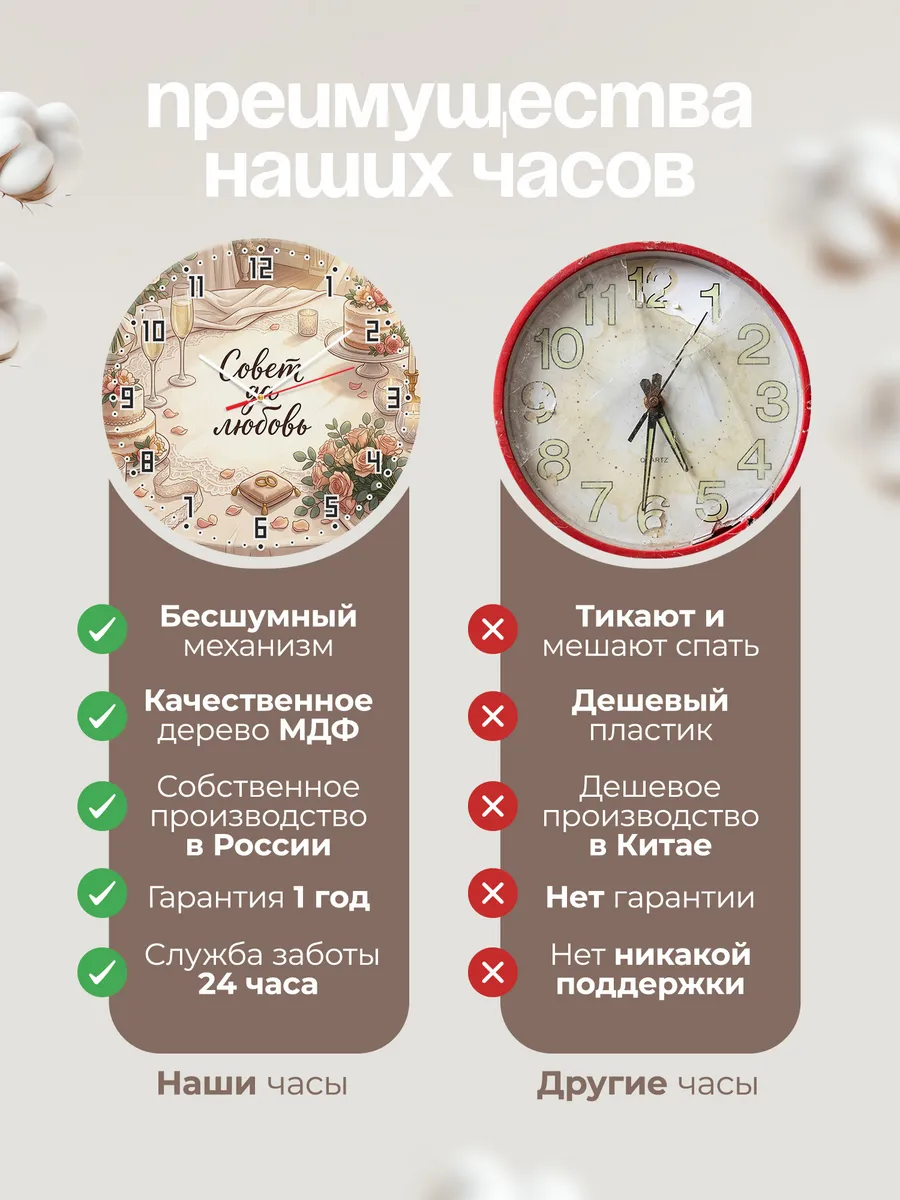 Часы настенные Совет да любовь подарок на свадьбу 33 см — фото 10