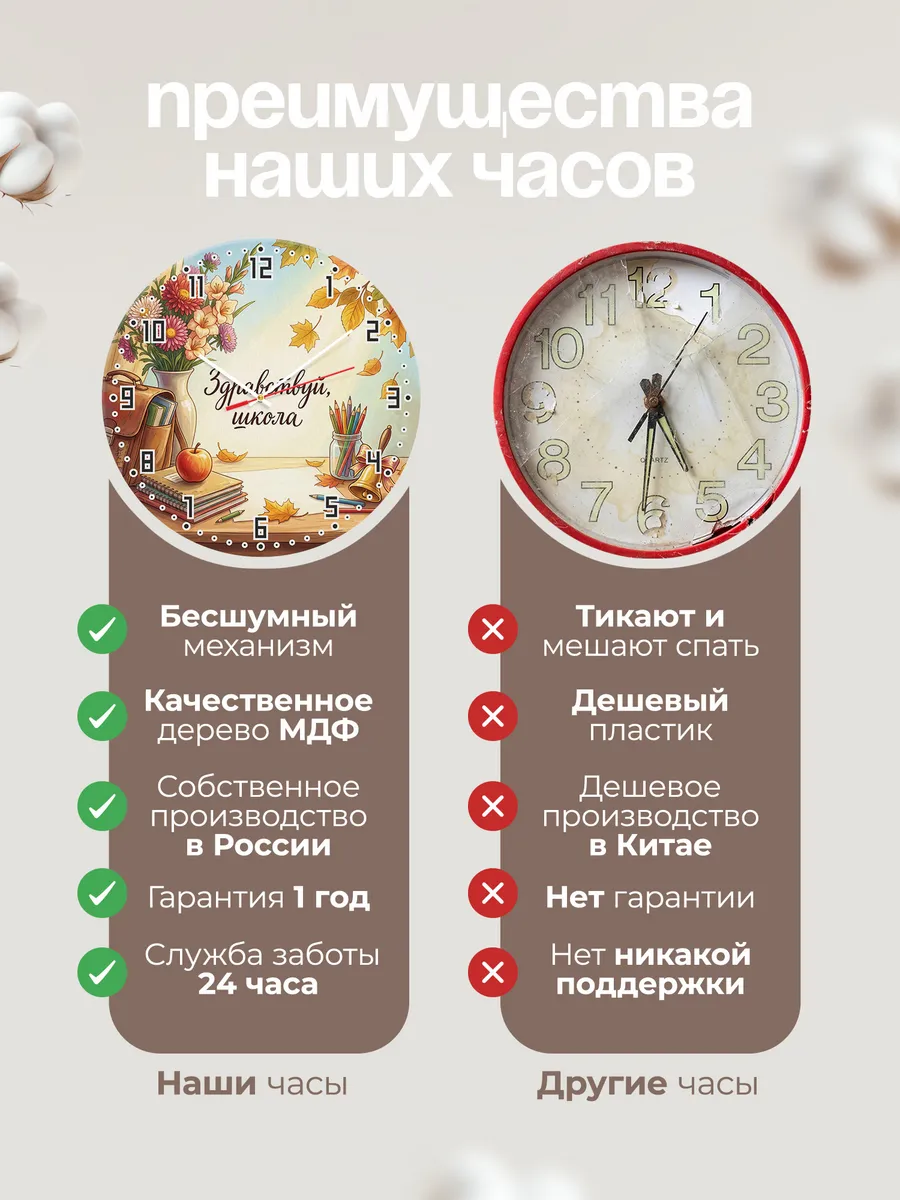 Часы настенные Здравствуй школа подарок на 1 сентября 33 см — фото 10