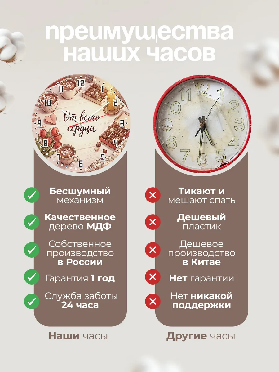 Часы настенные От всего сердца подарок девушке 33 см — фото 10