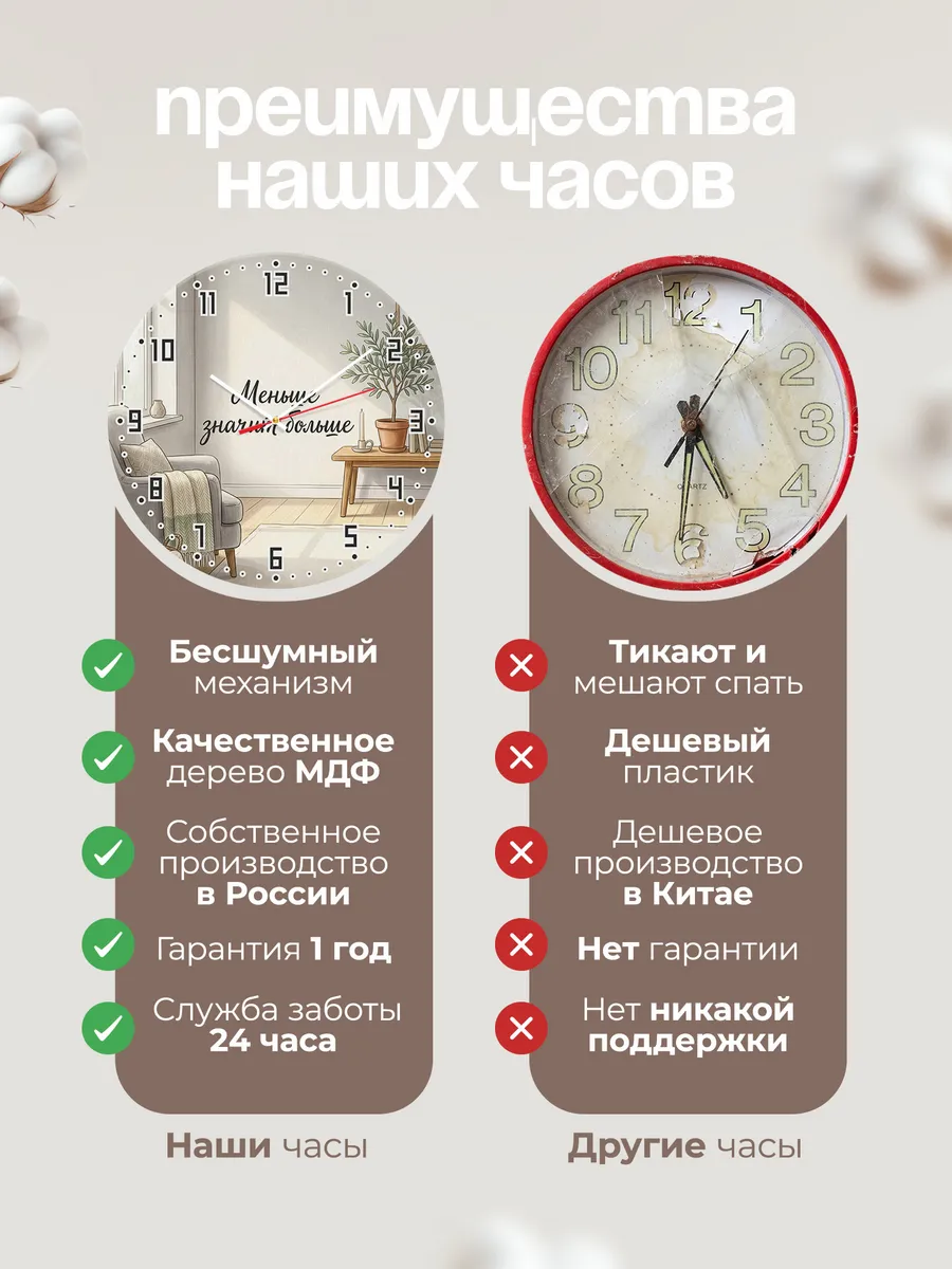 Часы настенные бесшумные Меньше значит больше 33 см — фото 10