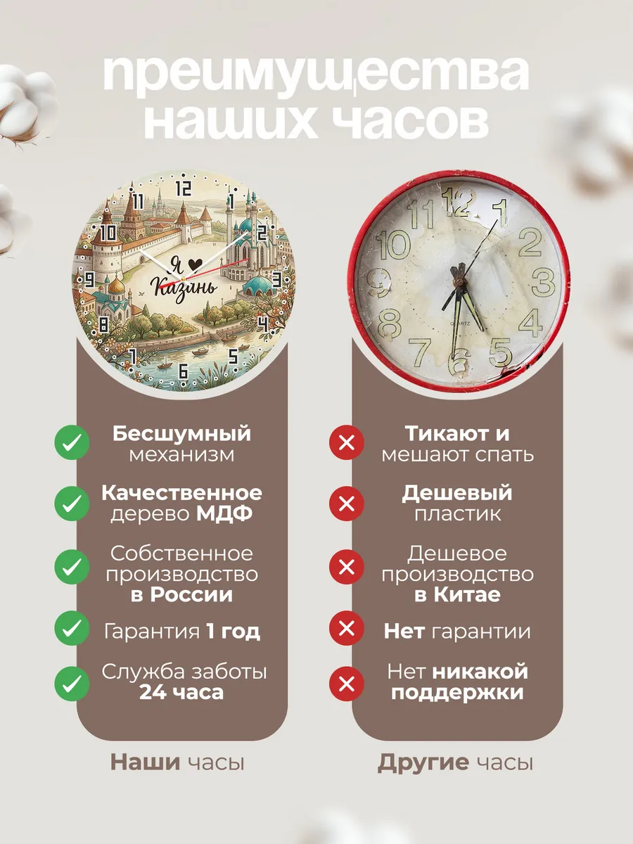 Часы настенные бесшумные Люблю Казань 33 см — фото 10