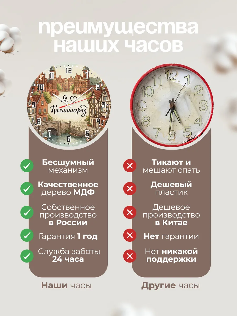 Часы настенные бесшумные Люблю Калининград 33 см — фото 10