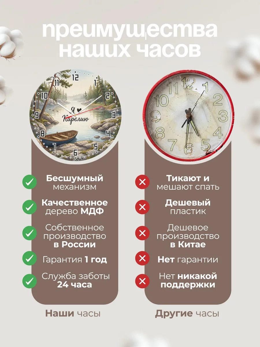 Часы настенные бесшумные Люблю Карелию 33 см — фото 10