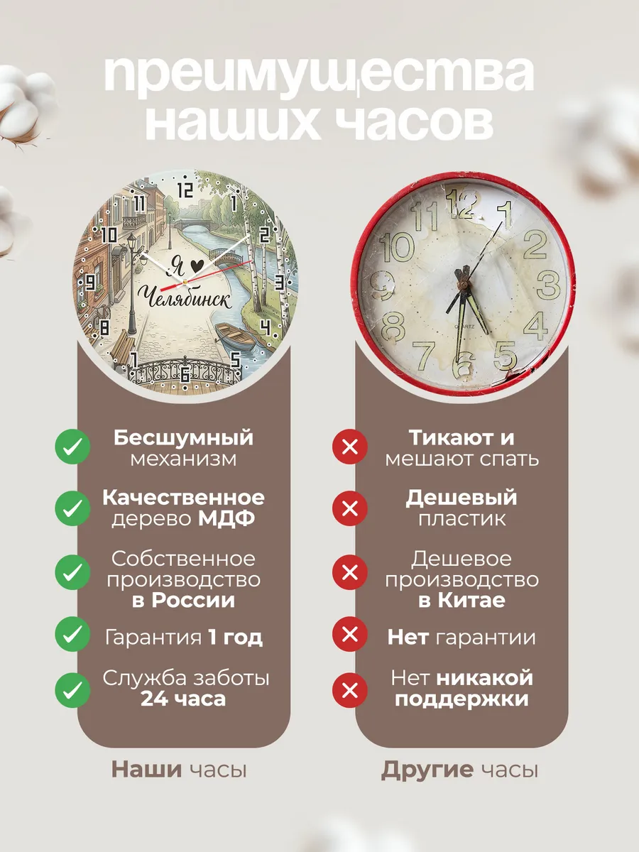 Часы настенные бесшумные Люблю Челябинск 33 см — фото 10