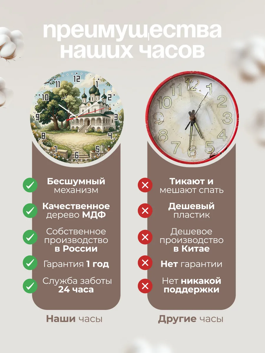 Часы настенные бесшумные Зелёные купола 33 см — фото 10