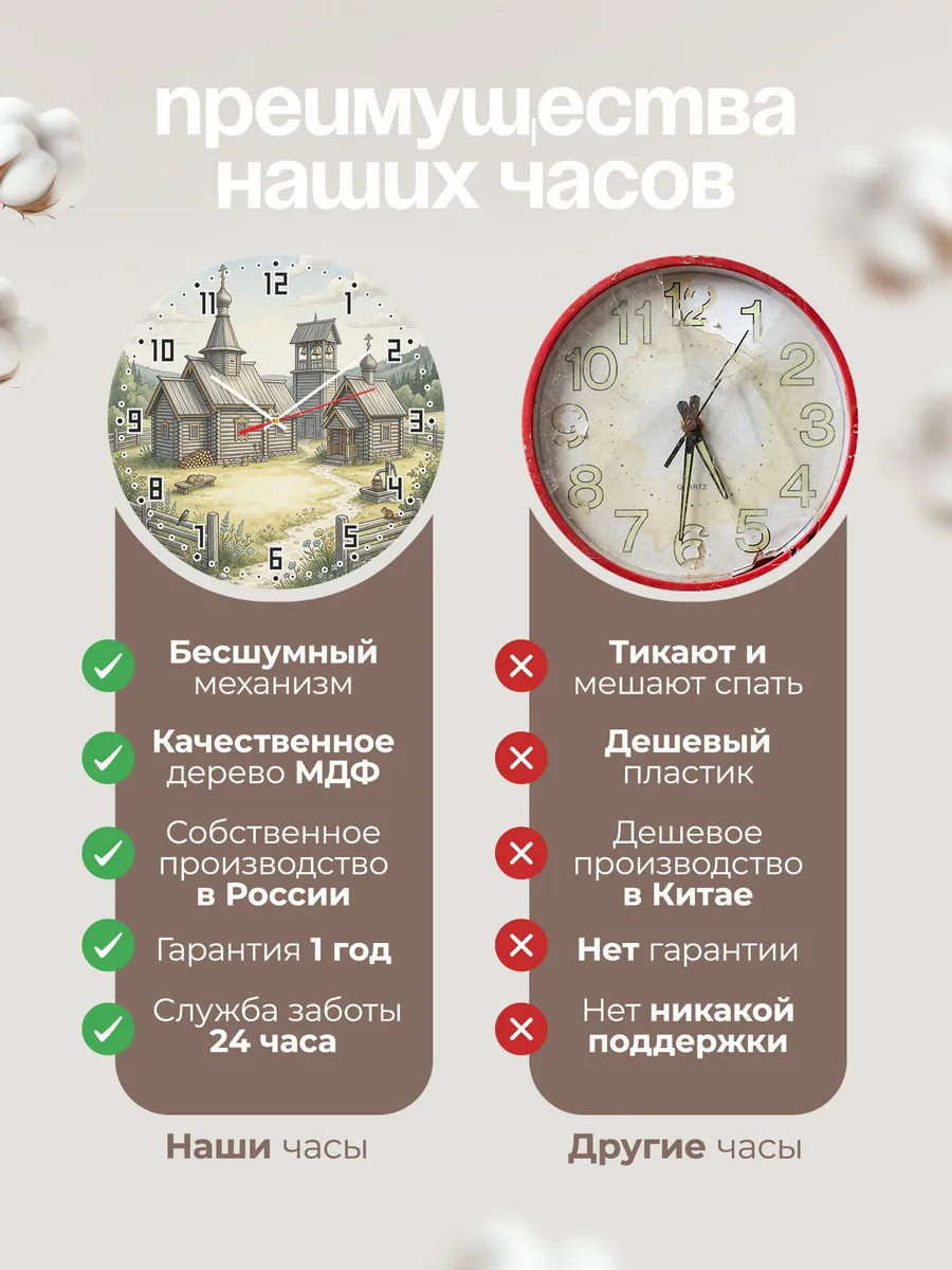 Часы настенные бесшумные Северный погост 33 см — фото 10