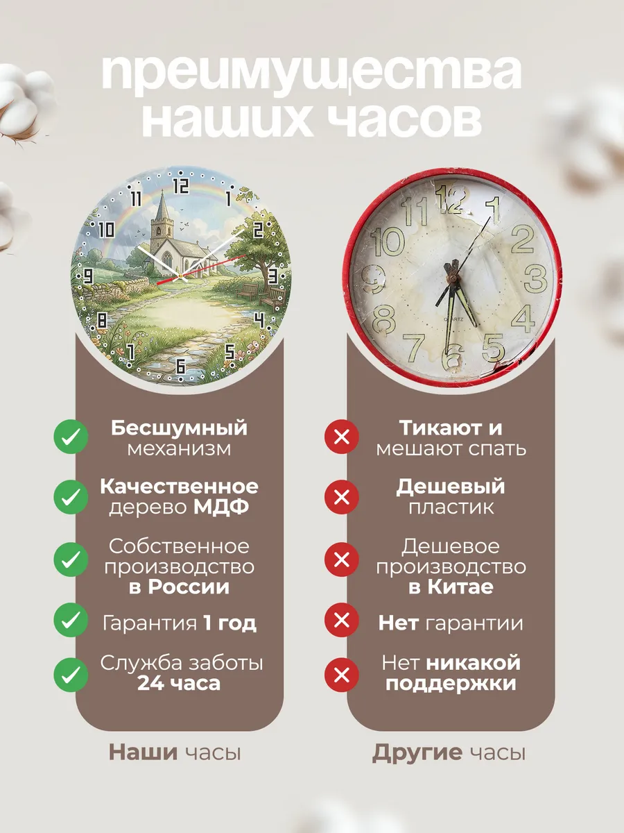 Часы настенные бесшумные Храм и радуга 33 см — фото 10