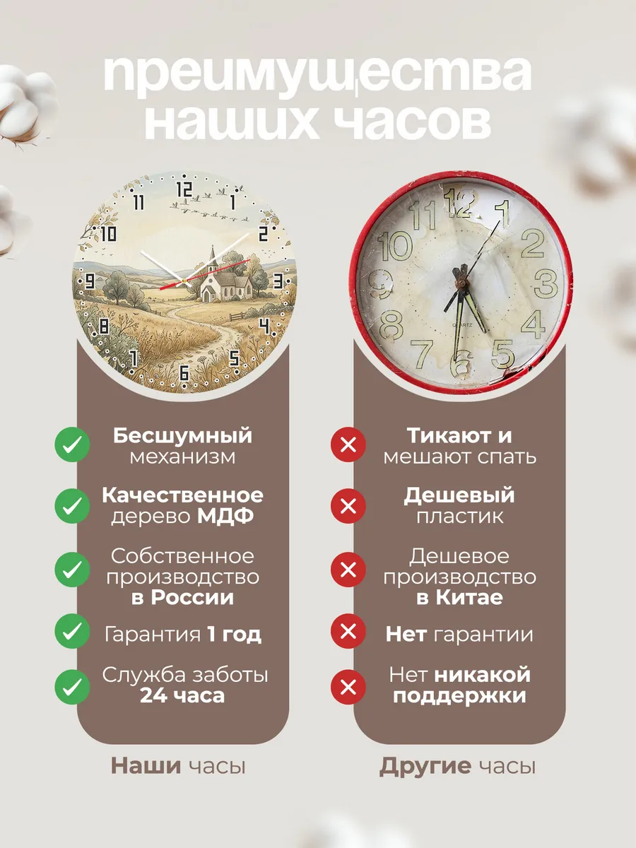 Часы настенные бесшумные Храм и журавли 33 см — фото 10