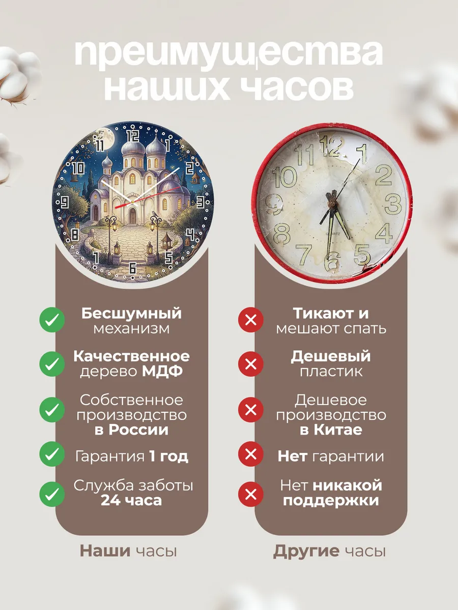 Часы настенные бесшумные Храм и луна 33 см — фото 10