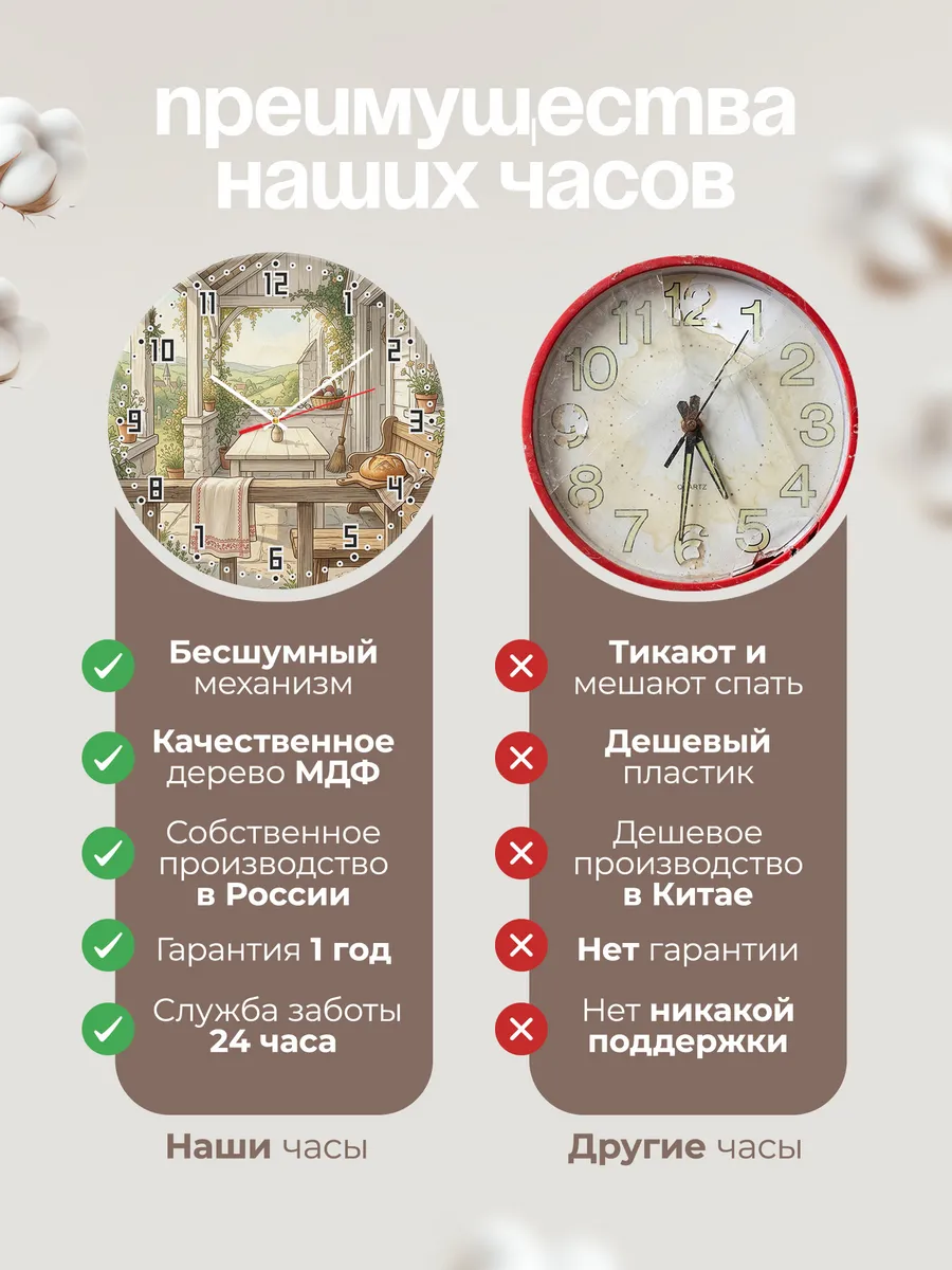Часы настенные бесшумные Храм и рушник 33 см — фото 10