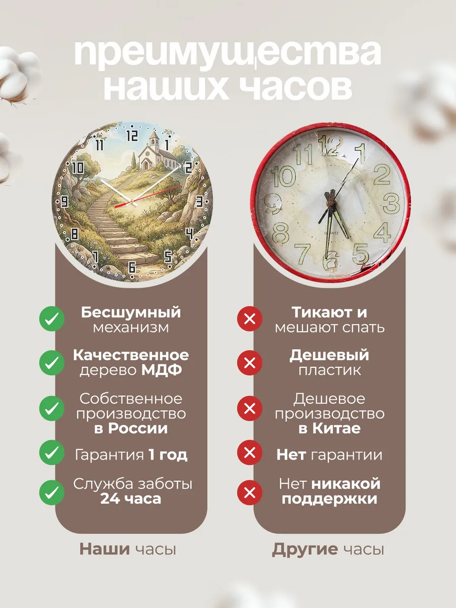 Часы настенные бесшумные Храм и лестница 33 см — фото 10