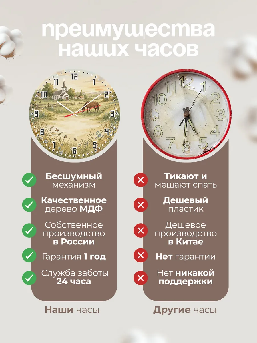 Часы настенные бесшумные Храм и лошадь 33 см — фото 10
