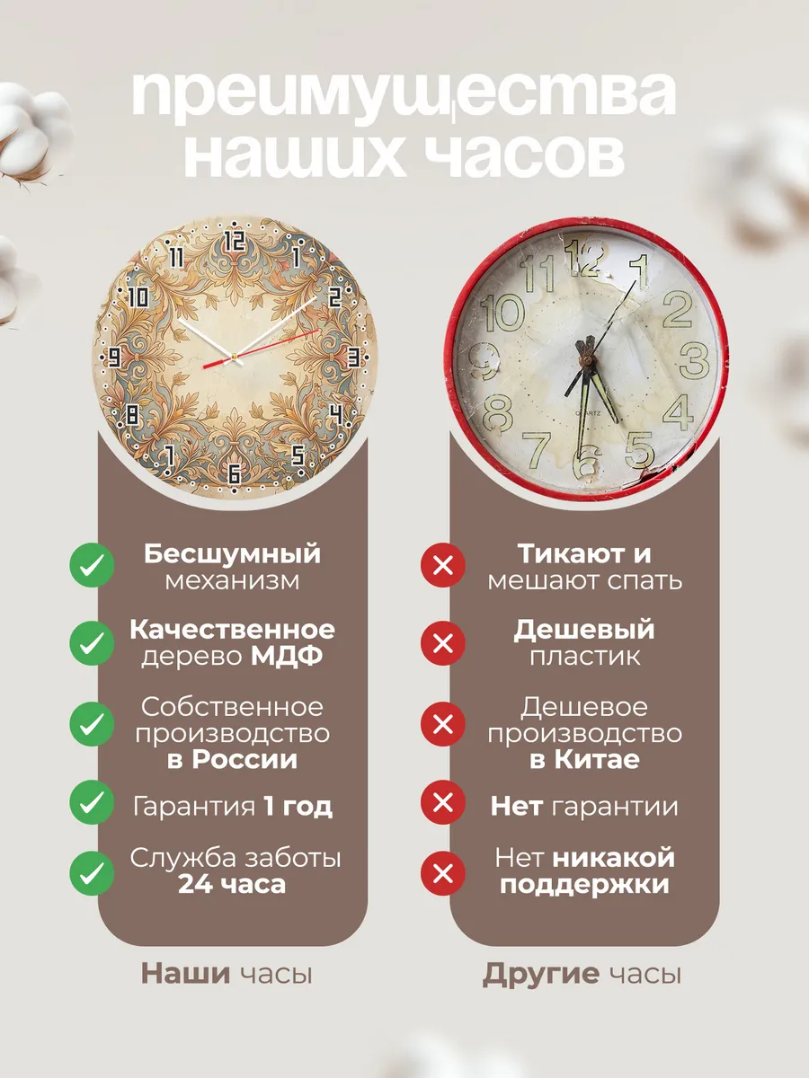 Часы настенные бесшумные Храм и фреска 33 см — фото 10