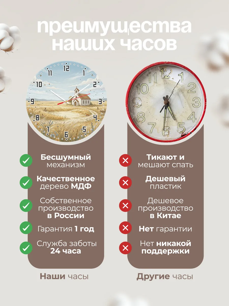 Часы настенные бесшумные Храм и степь 33 см — фото 10