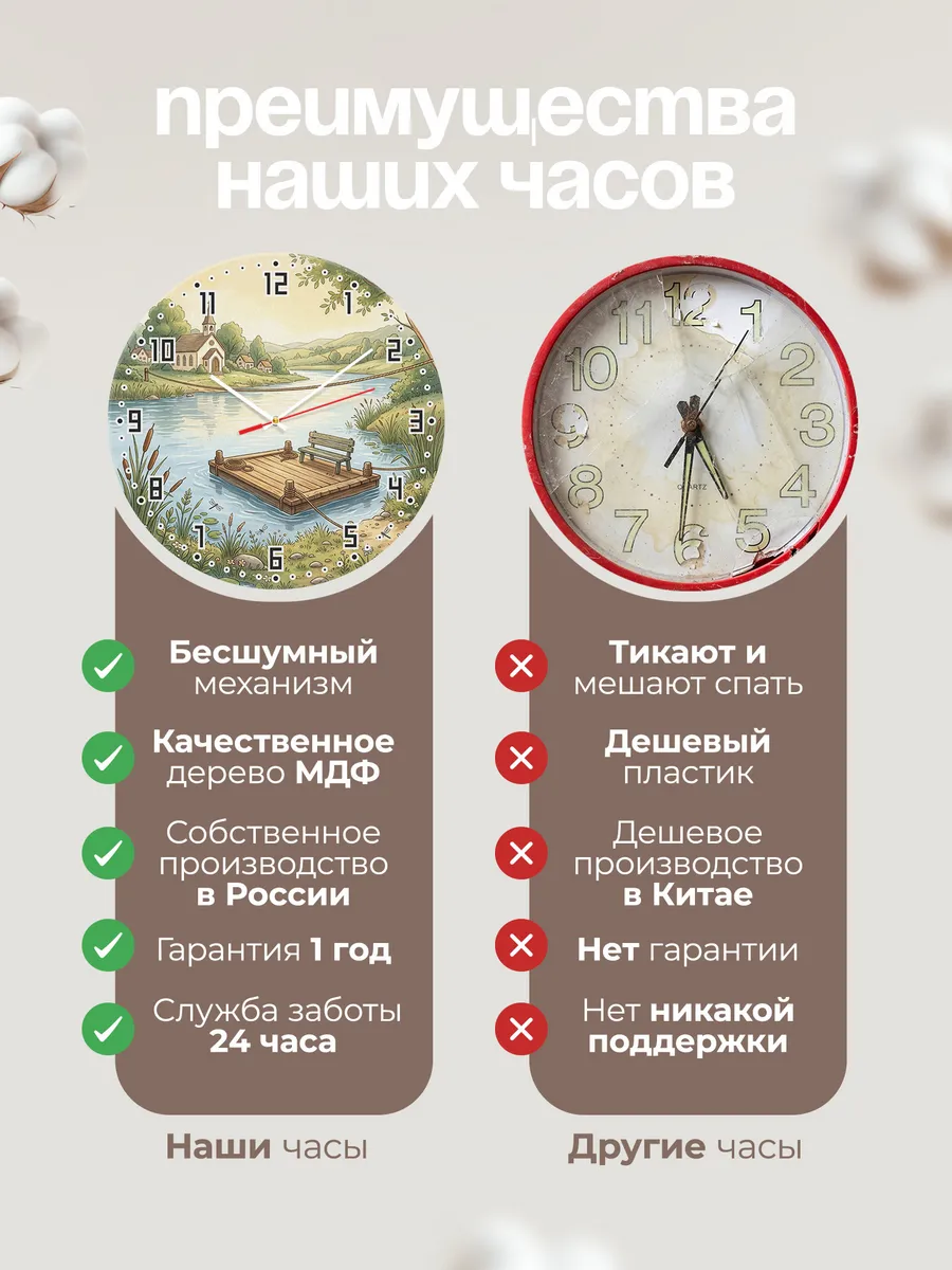 Часы настенные бесшумные Храм и переправа 33 см — фото 10