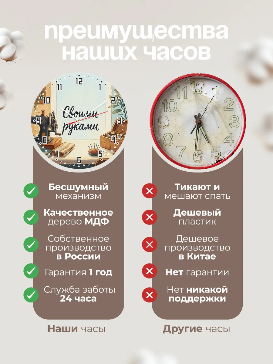 Часы настенные бесшумные Швейная машинка ссср 33 см — фото 10