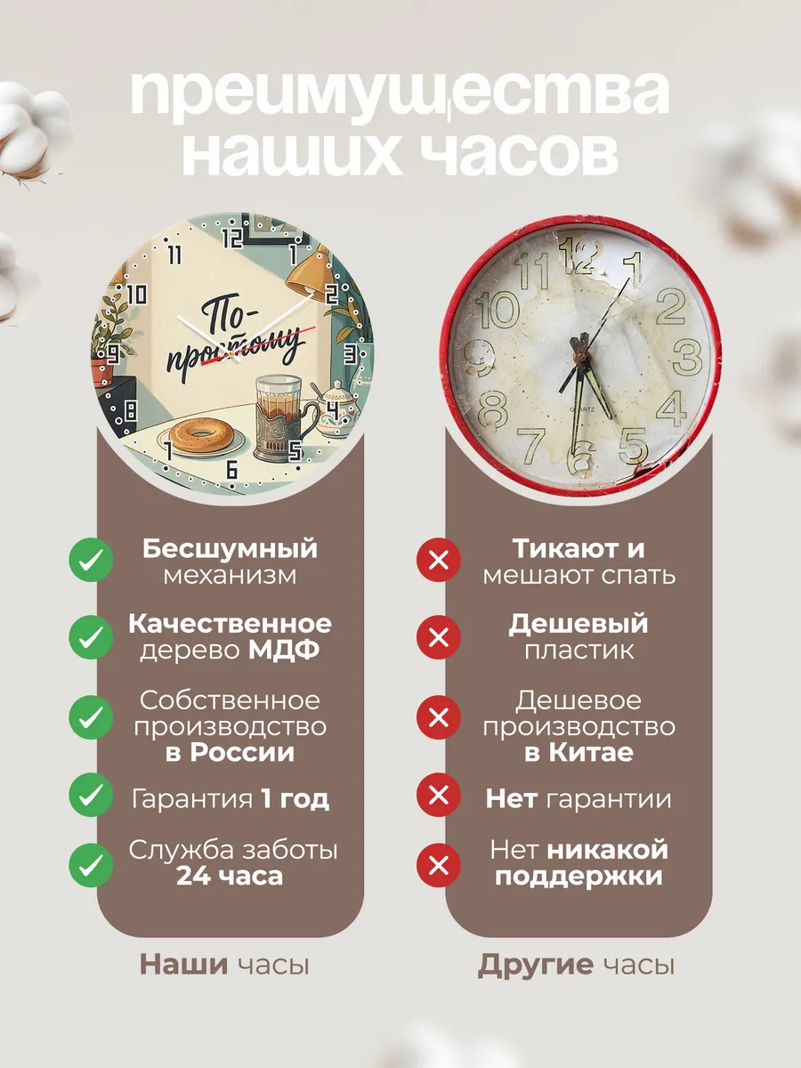 Часы настенные бесшумные Гранёный стакан 33 см — фото 10
