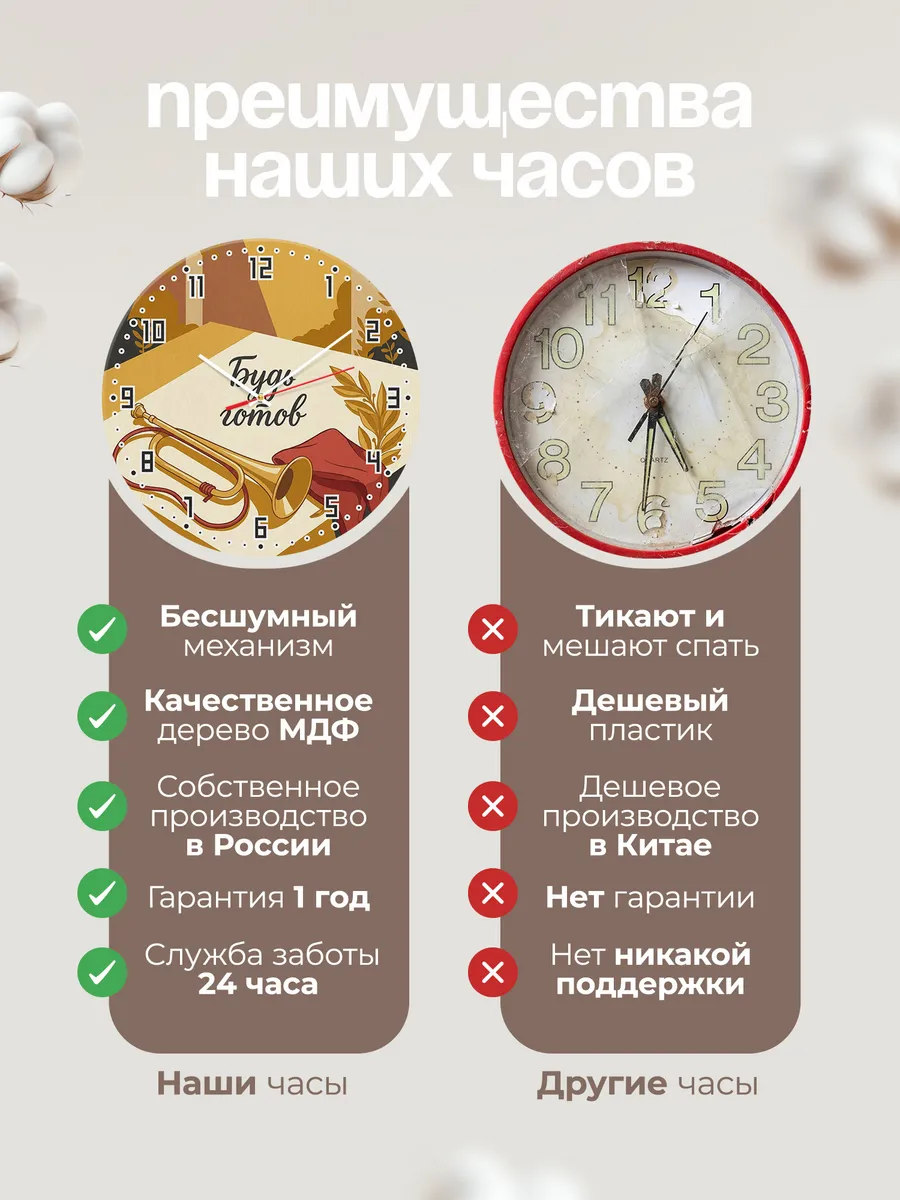 Часы настенные бесшумные Пионерский горн 33 см — фото 10