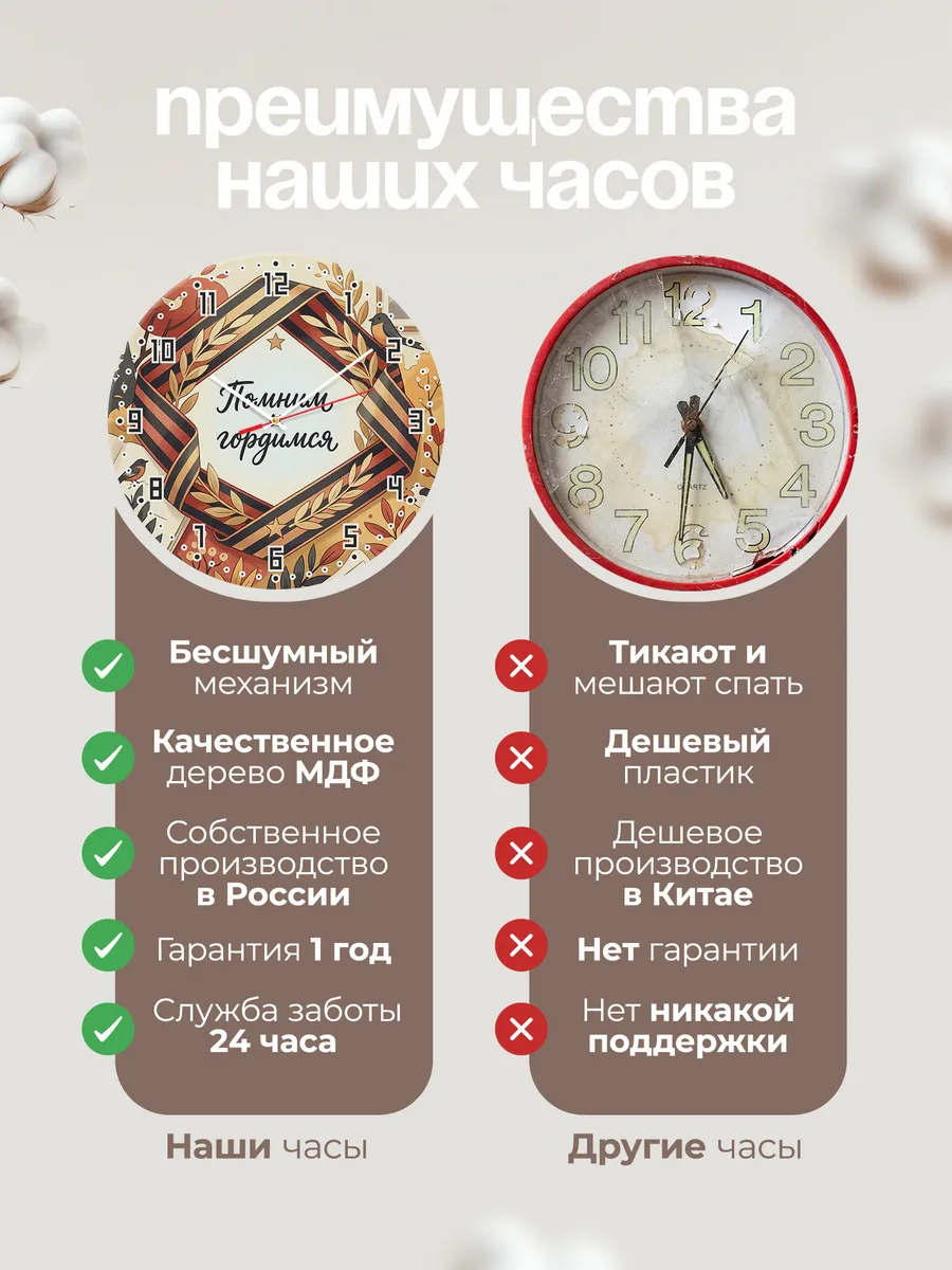 Часы настенные бесшумные Орденская лента 33 см — фото 10