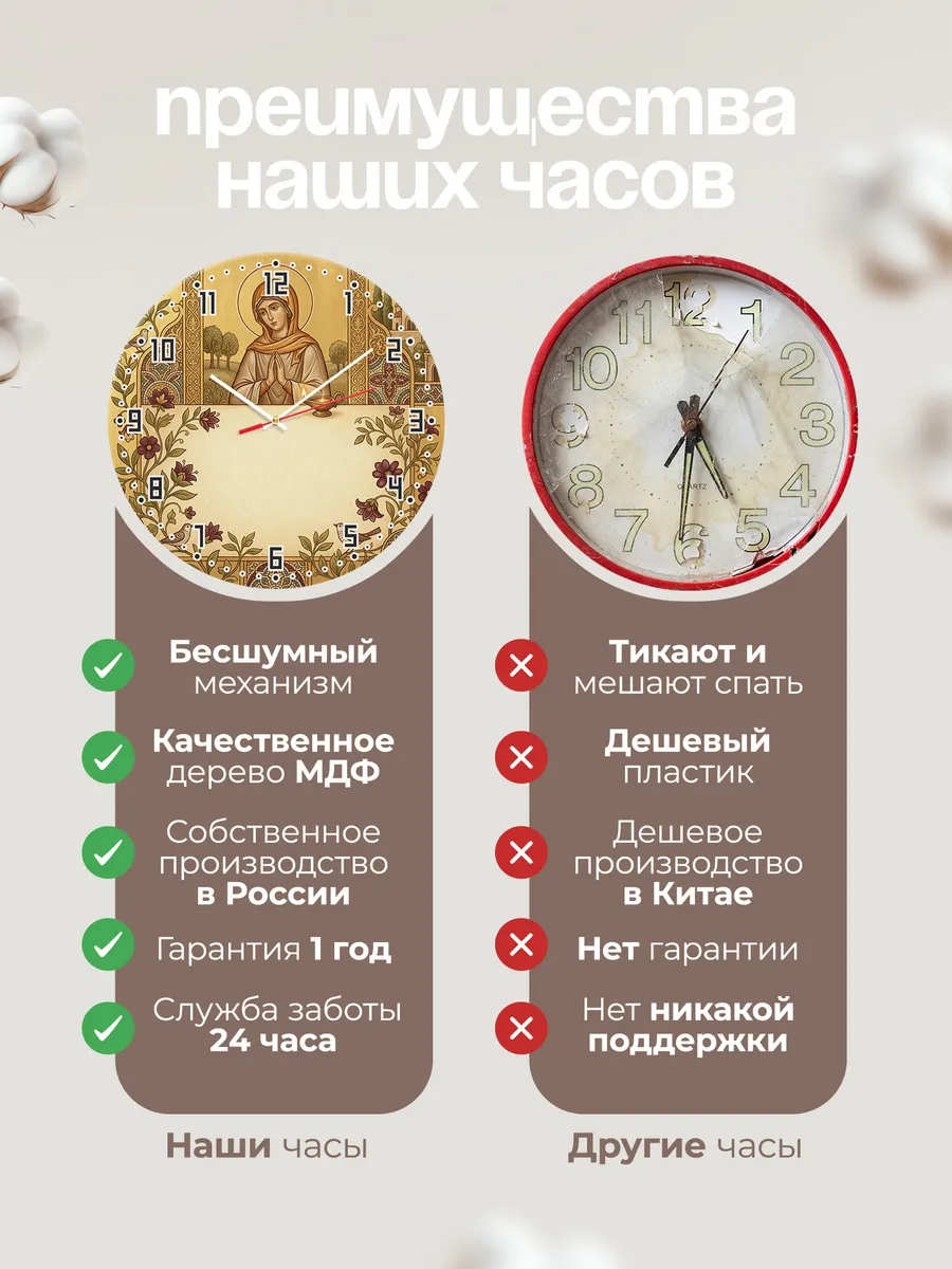 Часы настенные бесшумные Матрона Московская 33 см — фото 10