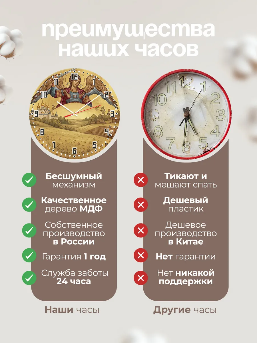 Часы настенные бесшумные Архангел Михаил 33 см — фото 10