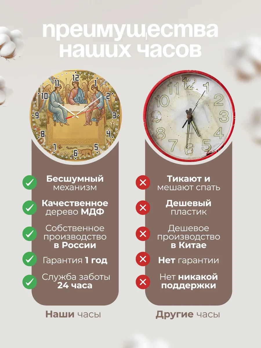 Часы настенные бесшумные Троица 33 см — фото 10
