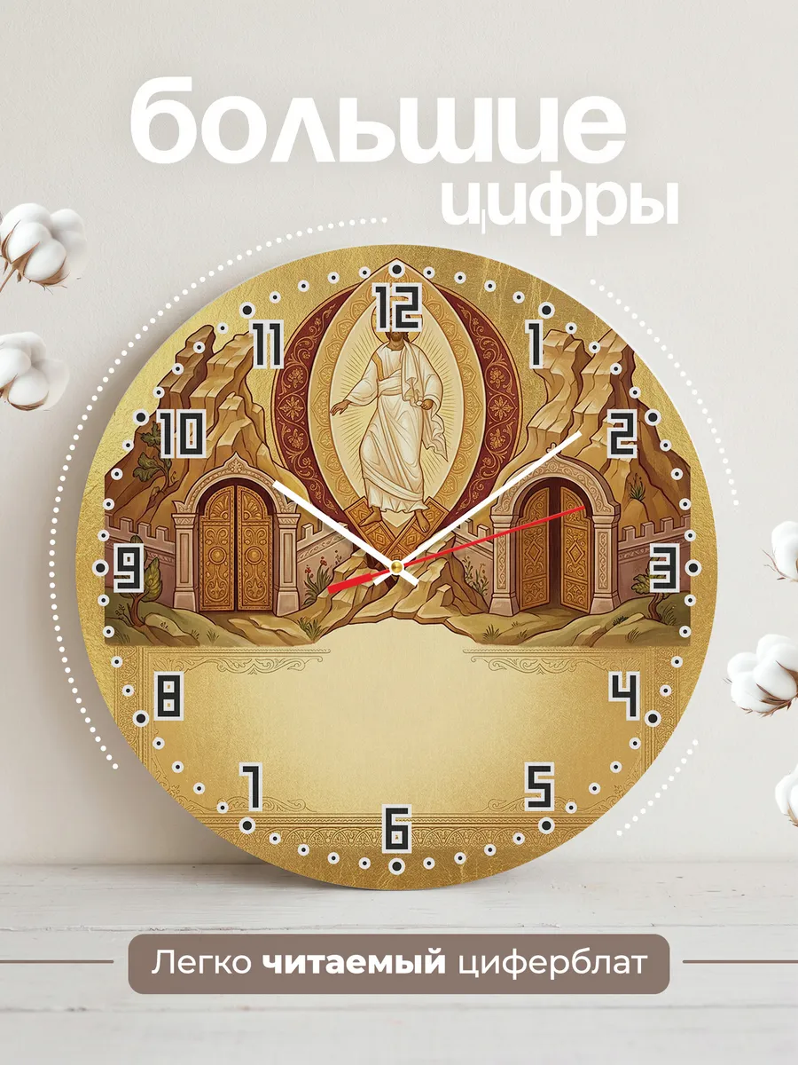 Часы настенные бесшумные Воскресение Христово 33 см — фото 2