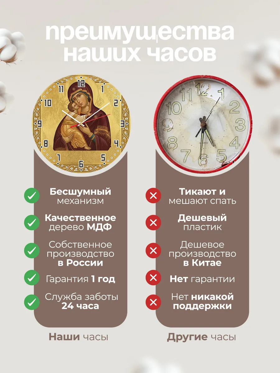 Часы настенные бесшумные Феодоровская 33 см — фото 10