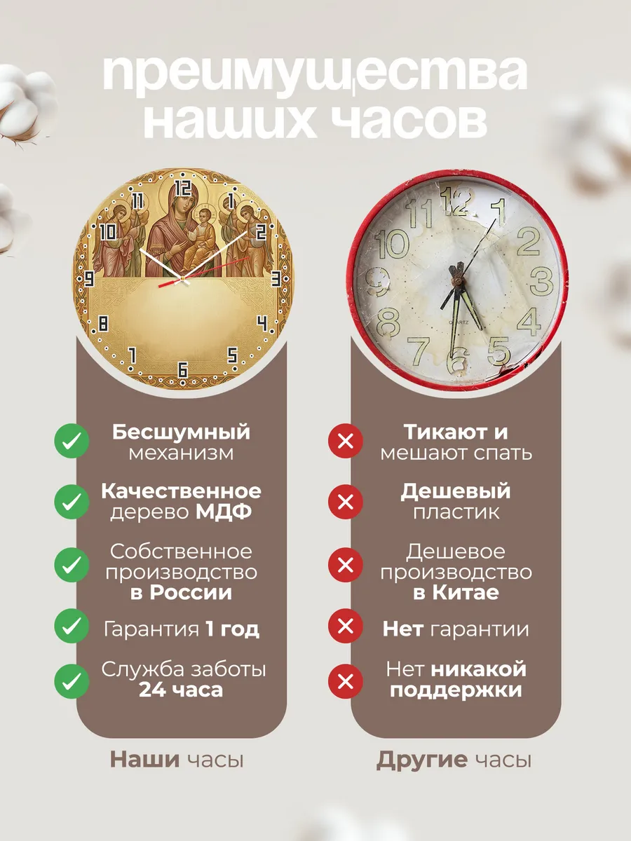 Часы настенные бесшумные Три Радости 33 см — фото 10