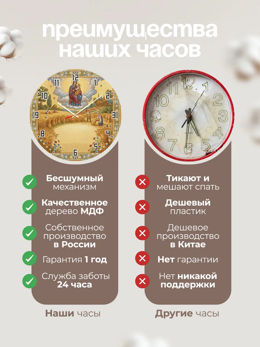 Часы настенные бесшумные Спорительница Хлебов 33 см — фото 10
