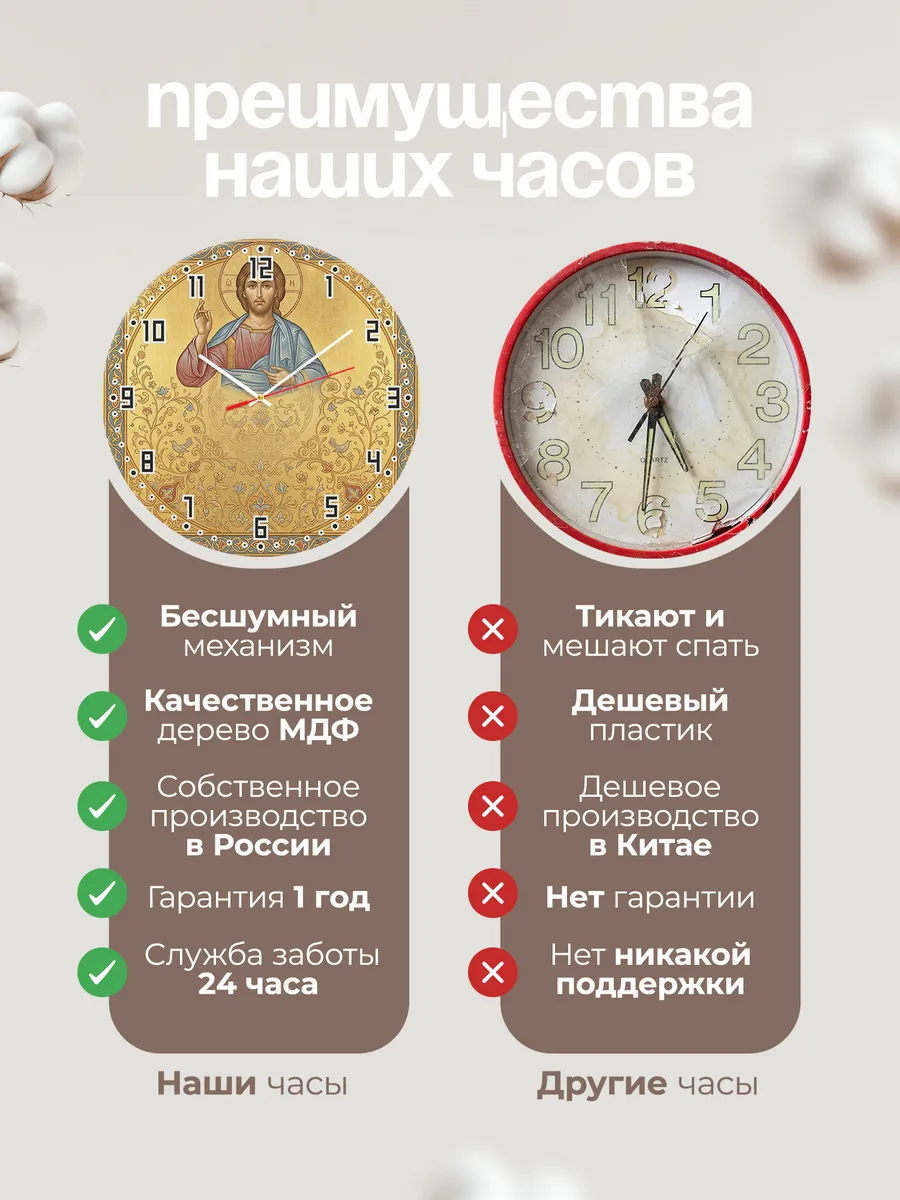 Часы настенные бесшумные Спас Эммануил 33 см — фото 10