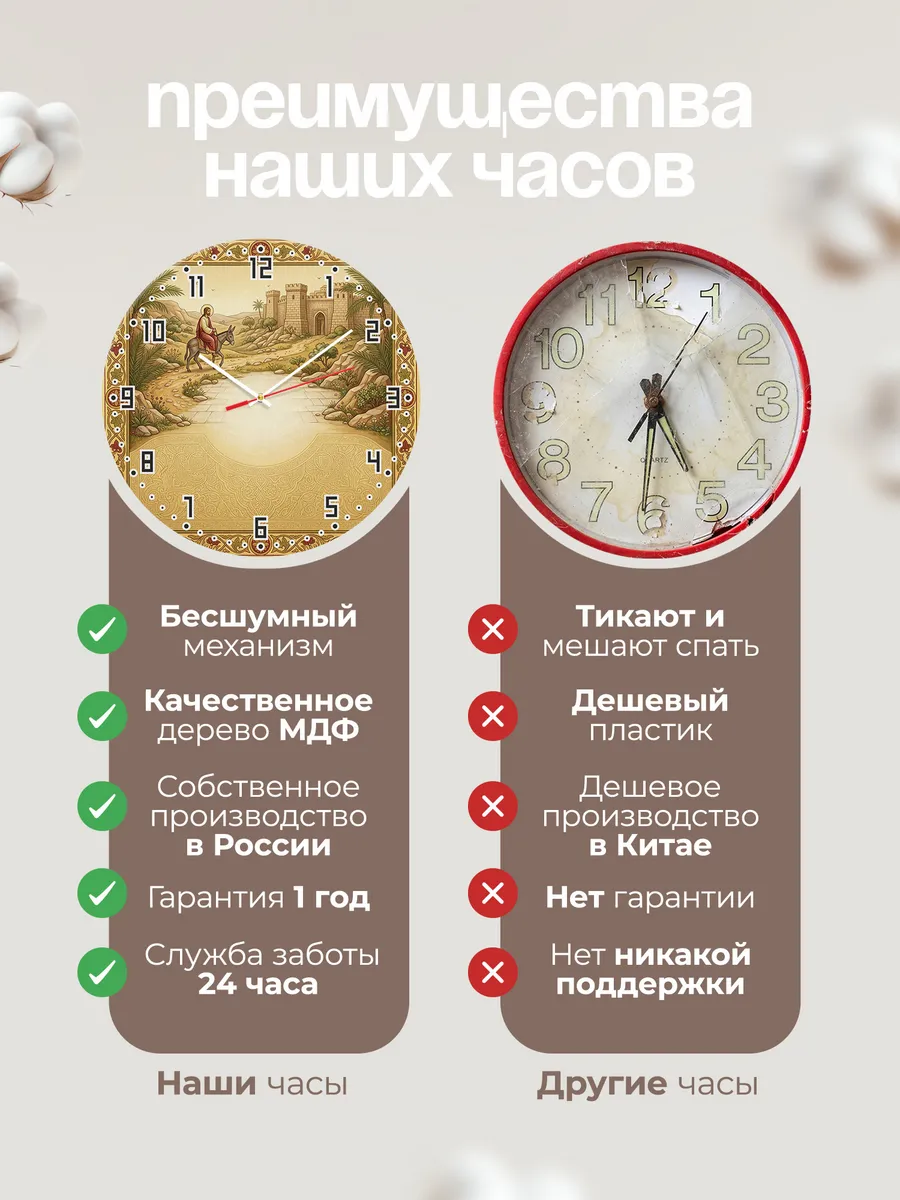 Часы настенные бесшумные Вход в Иерусалим 33 см — фото 10