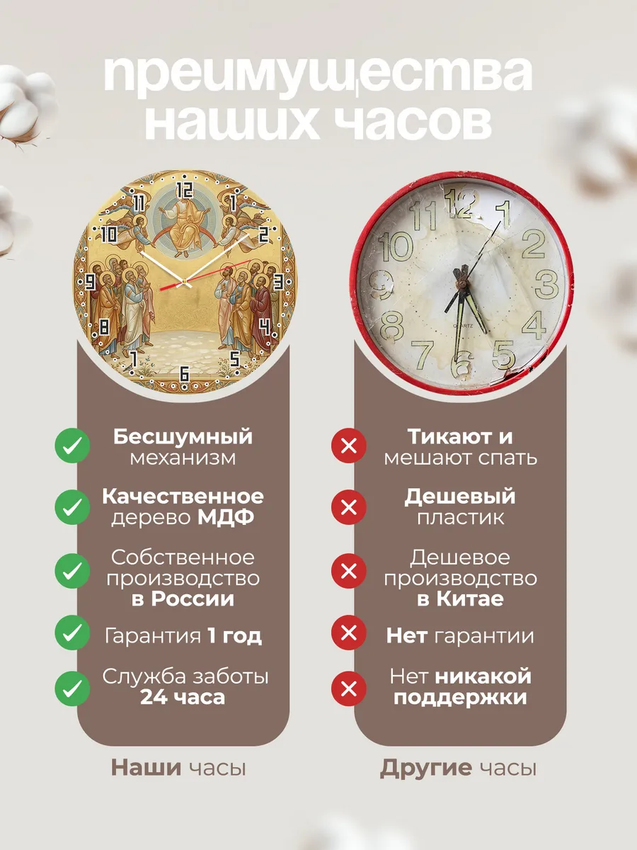Часы настенные бесшумные Вознесение 33 см — фото 10