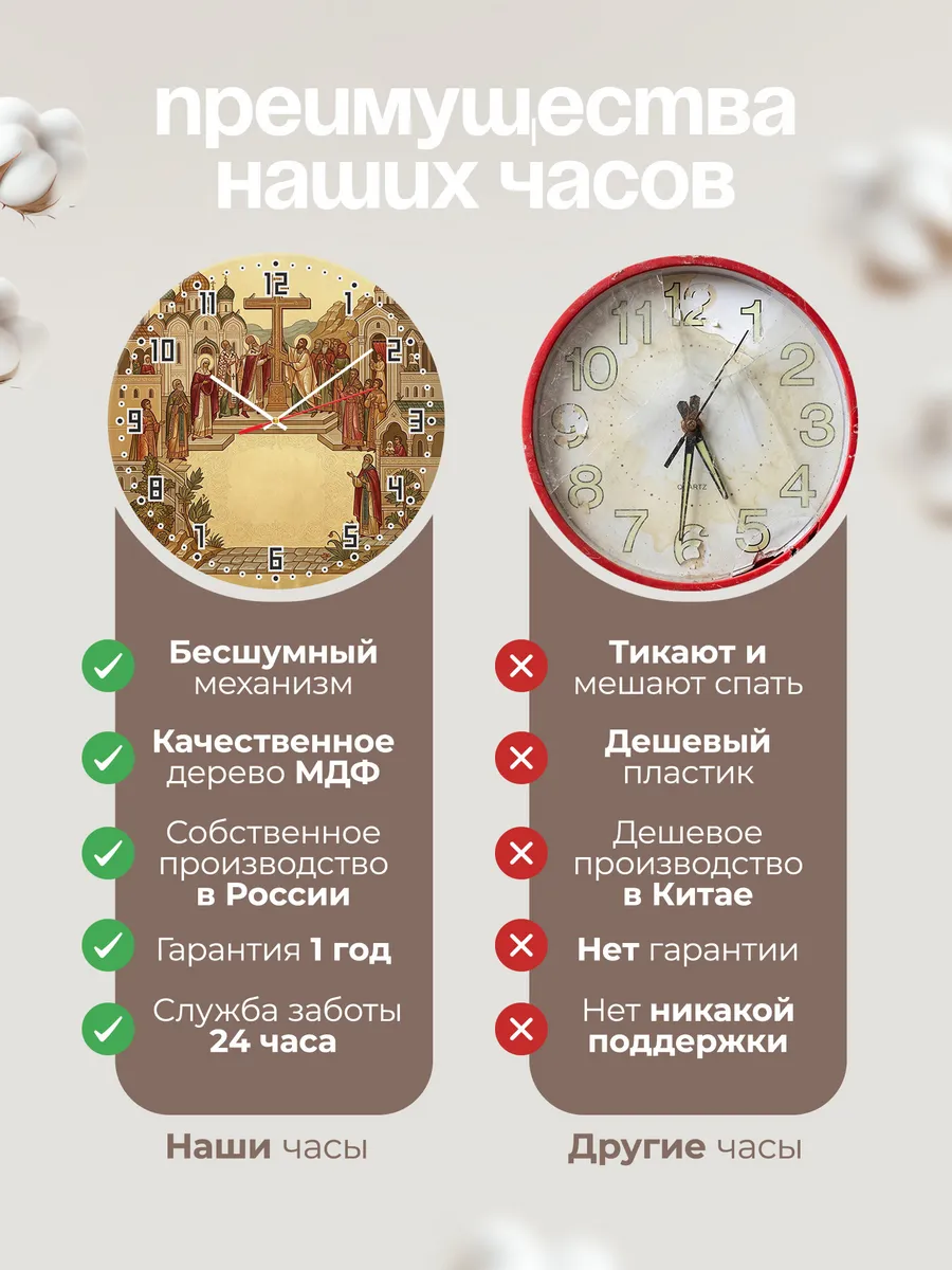 Часы настенные бесшумные Воздвижение Креста 33 см — фото 10