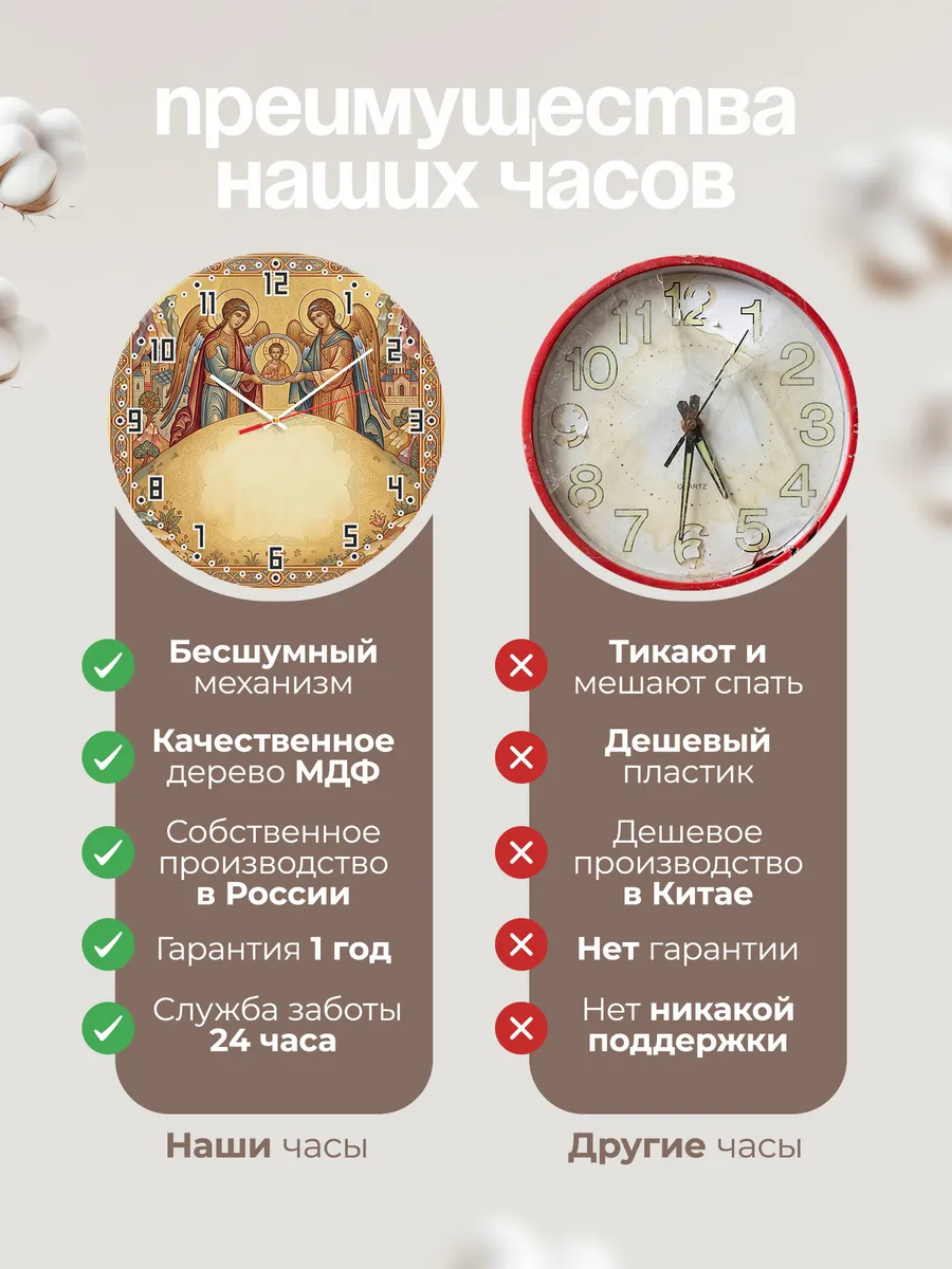 Часы настенные бесшумные Собор Архангелов 33 см — фото 10