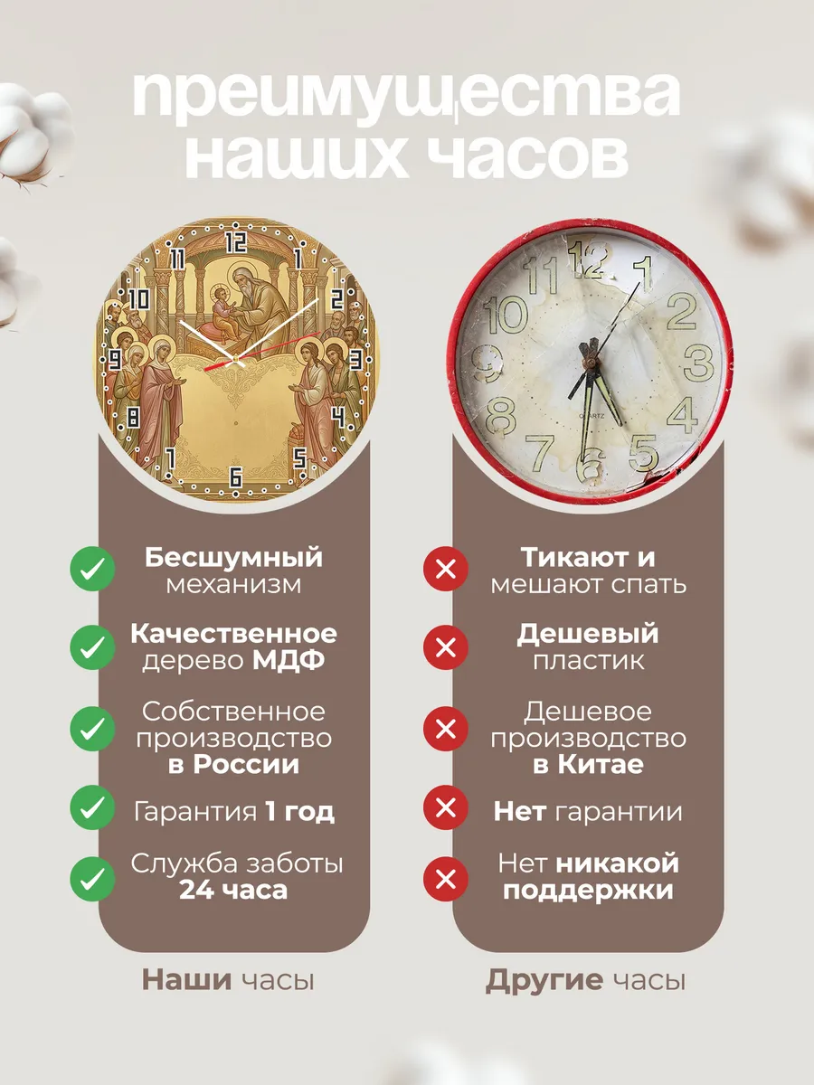 Часы настенные бесшумные Сретение 33 см — фото 10