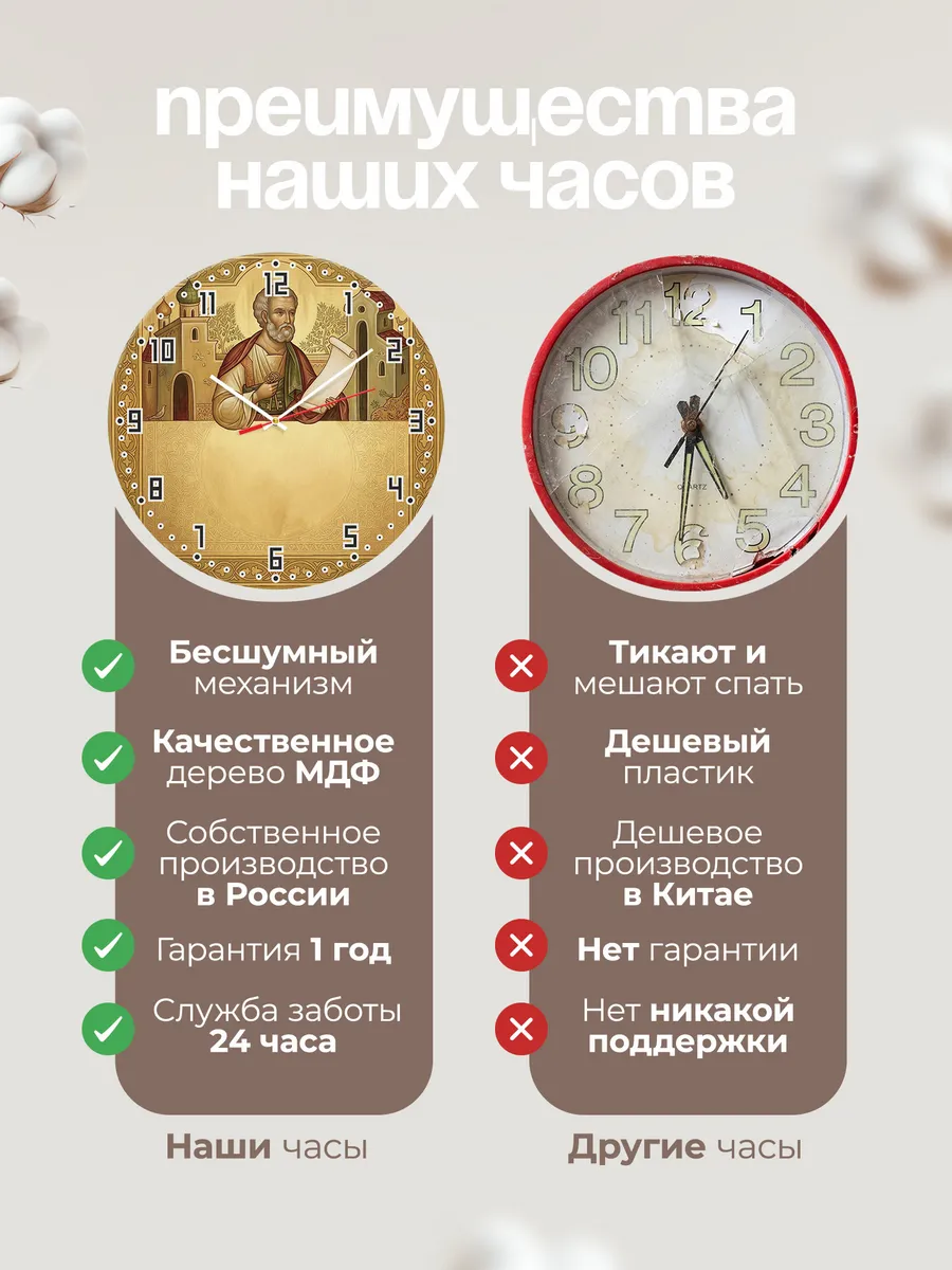 Часы настенные бесшумные Апостол Пётр 33 см — фото 10