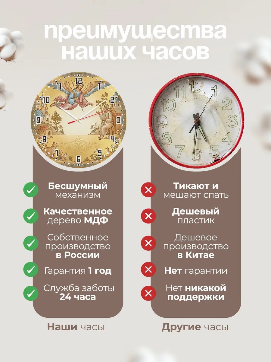Часы настенные бесшумные Архангел Гавриил 33 см — фото 10