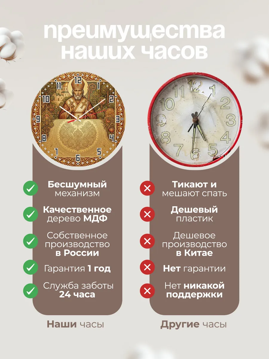 Часы настенные бесшумные Тихон Задонский 33 см — фото 10