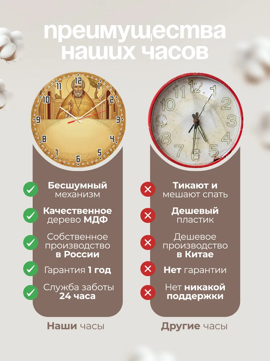 Часы настенные бесшумные Иоанн Кронштадтский 33 см — фото 10
