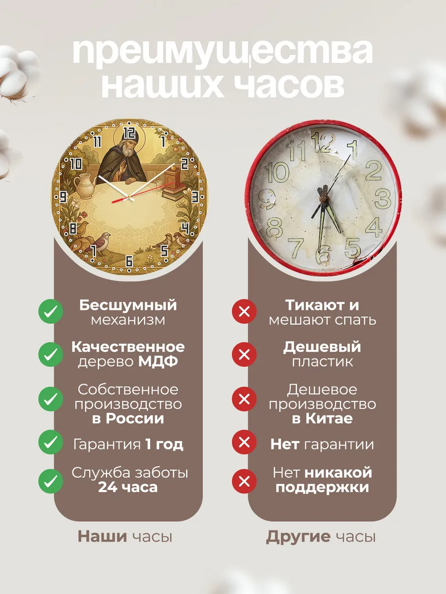 Часы настенные бесшумные Амвросий Оптинский 33 см — фото 10