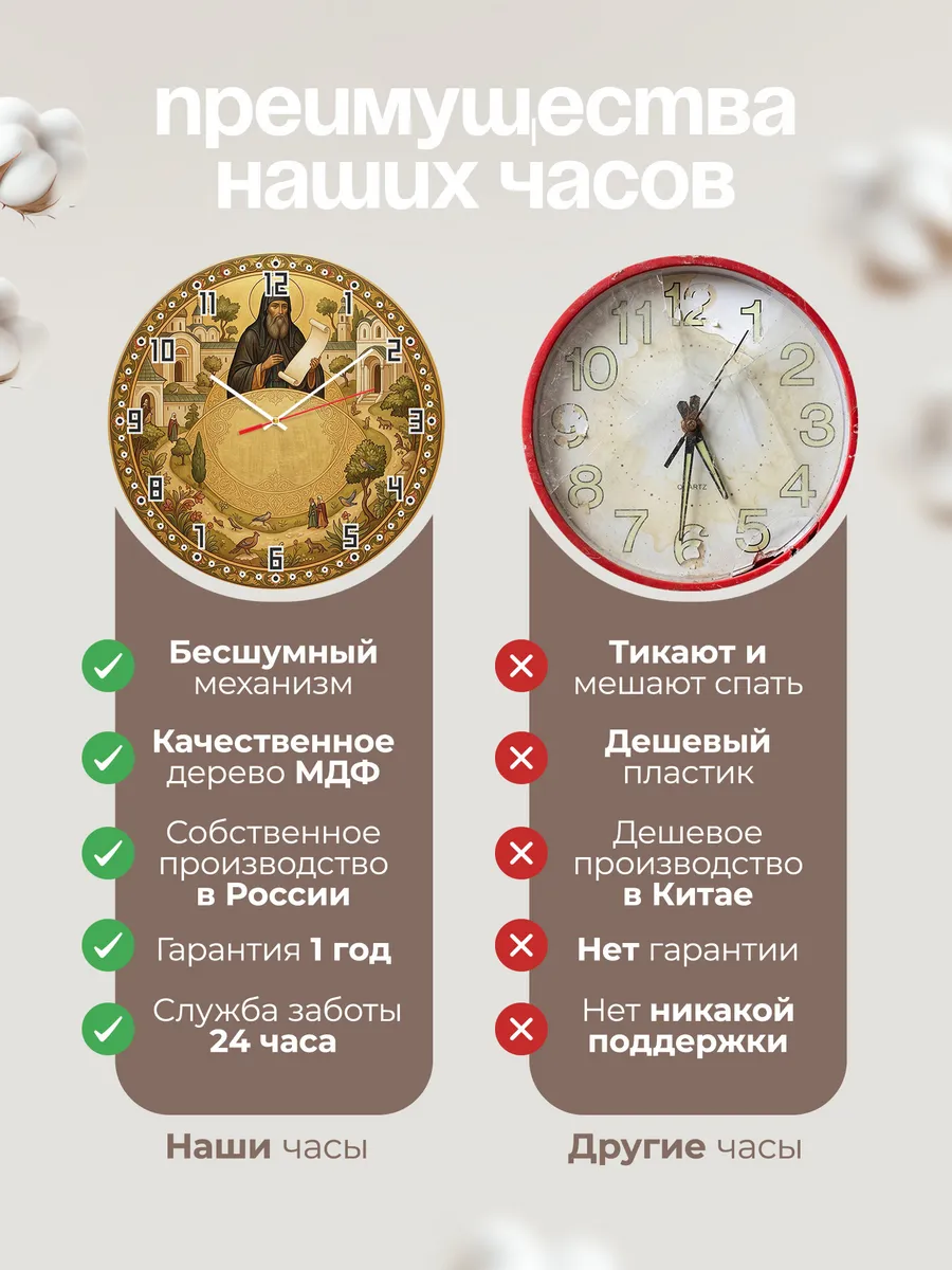 Часы настенные бесшумные Феодосий Печерский 33 см — фото 10
